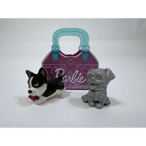 Barbie Pets Series 5, Rare Silver Glitter Figure and Flocked Dog!